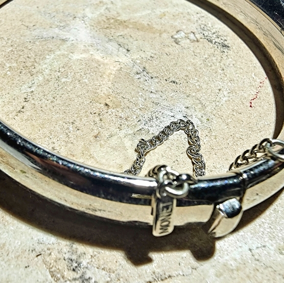 Vintage High end MONET silver bangle with protective chain
